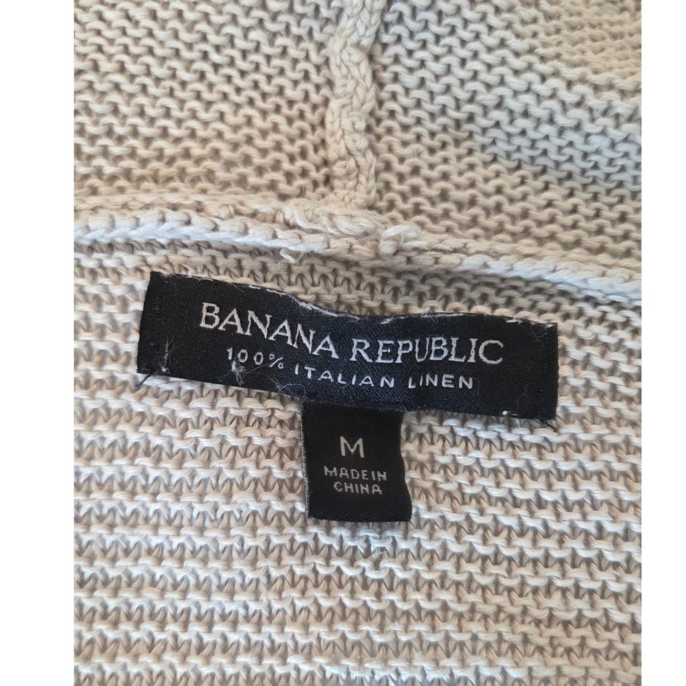 Banana Republic Waterfall Cardigan Italian Linen Draped Beige Coastal Medium - Picture 2 of 14